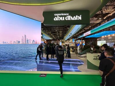 The Abu Dhabi stand at the World Travel Market 2024 in London. Matthew Davies / The National