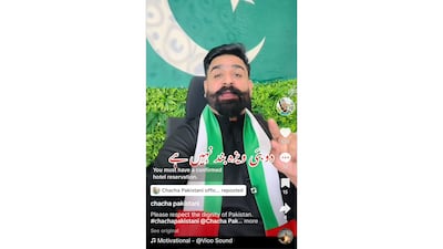Farooq Anjum Shah, better known as Chacha Pakistani (Uncle Pakistani), tells more than 2 million followers on TikTok that travellers should leave the UAE once their visit visas end. Photo: TikTok/Chacha Pakistani