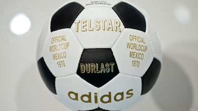 Match ball Telstar, which was used at the 1970 World Cup in Mexico. Getty Images