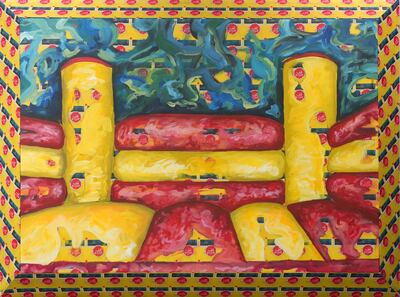 Shama Al Hamed, I Jump at Dawn, When Skies Blush Blue, 2024. Photo: Aisha Alabbar Gallery