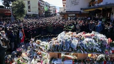 A floral memorial outside Le Constellation bar, after a fatal fire and explosion marred a New Year's Eve party in the Crans-Montana ski resort, Switzerland, leaving at least 40 dead. Reuters