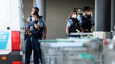 Police patrol the area around Countdown LynnMall. Getty Images