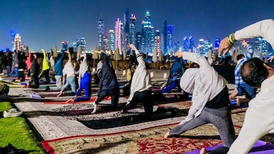 Full moon yoga. Courtesy Fairmont The Palm