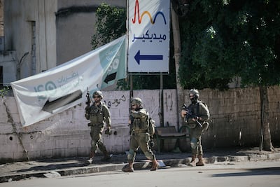 Israeli soldiers during an army raid in the West Bank town of Tubas. AP