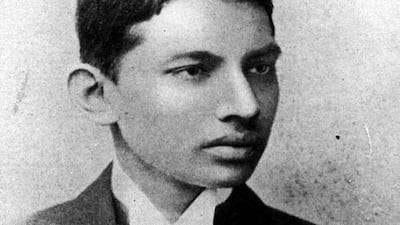 Indian thinker, statesman and nationalist leader Mahatma Gandhi as a law student in 1887.