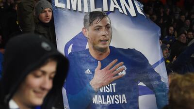 Cardiff City supporters display tributes for Argentinian soccer player Emiliano Sala, who went missing on 21 January. EPA