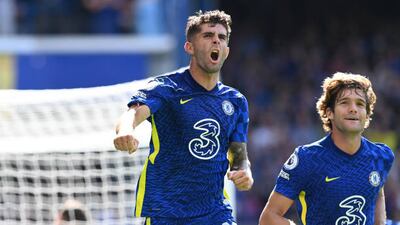 Christian Pulisic of Chelsea celebrates scoring for Chelsea