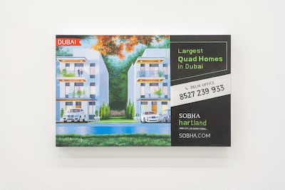 ‘5. Largest Homes in Dubai’, a painting of a photo of a rendering of buildings. Courtesy Grey Noise