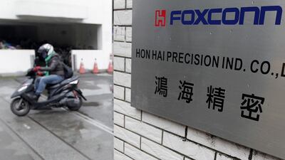 The headquarters of Foxconn in New Taipei city. The maker of Apple iPhones has posted its first revenue decline in 26 years. Pichi Chuang / Reuters