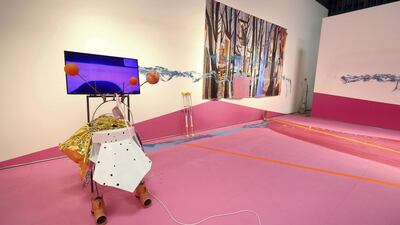 Work by artists Ramin Haerizadeh, Rokni Haerizadeh and Hesam Rahmanian at the We Are Open For Installation. Chris Whiteoak / The National