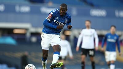 Abdoulaye Doucoure scores Everton's second goal during their FA Cup third-round victory over Rotherham United on Saturday, January 9. Getty
