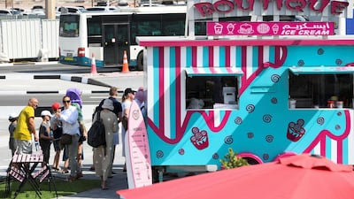Guests line up for ice cream at Marsa Mina. Khushnum Bhandari for The National