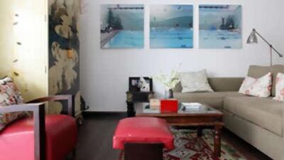 Furniture takes on a whole new look in the bright, spacious living room.