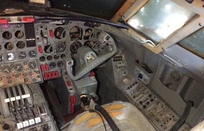 The cockpit of the private jet, once owned by Elvis Presley, and now available on Dubizzle