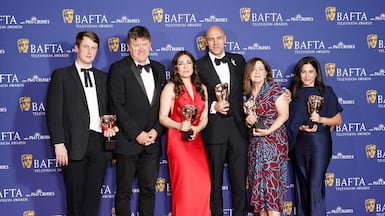 The Gaza: Doctors Under Attack team with their Bafta for Best Current Affairs. PA Images