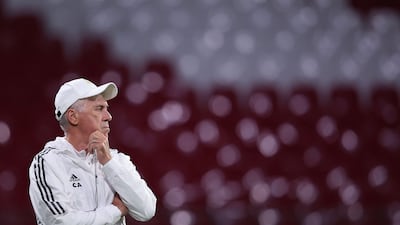 Real Madrid manager Carlo Ancelotti oversees a training session. AFP