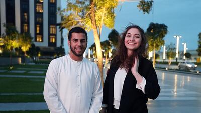 Rashed Al Hammadi, pictured with filmmaker Sara Sherbaji, who is producing a documentary about mental health, had to give up treatment because of the lack of facilities near to him and he has also had to give up his lifelong dream of becoming a pilot. Satish Kumar / The National