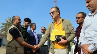 Retired Dutch General Patrick Cammaert arrives at the Yemeni port of Hodeidah. Cammaert is heading a joint truce monitoring committee. AFP