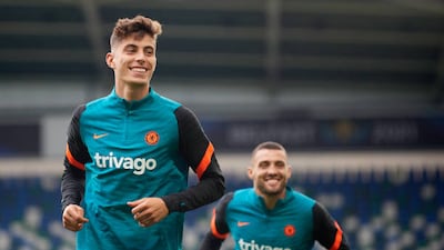 Kai Havertz trains in Belfast, Northern Ireland.