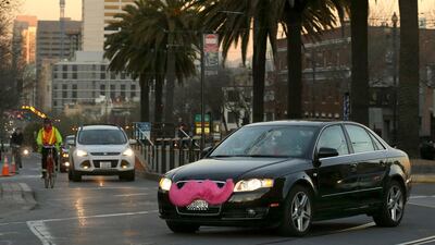 A Lyft car in San Francisco. The ride-hailing giant's IPO would be biggest in US so far this year. AP