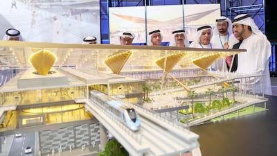 Sheikh Hamdan bin Mohammed, Crown Prince of Dubai, observes a model of one of the stations which will be built as part of the extension of the Dubai Metro’s Red Line. Wam