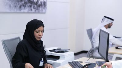 FNC registrations are processed at the Dubai World Trade Centre on Sunday. Reem Mohammed / The National