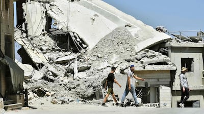 A building destroyed by Israeli military strikes on the southern Lebanese village of Srifa. AFP