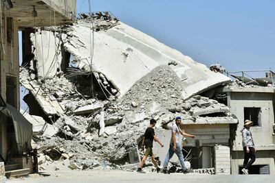 The rubble of homes and businesses destroyed in Israeli military strikes in the southern Lebanese village of Srifa. AFP
