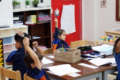 Children at RAK Academy learn Arabic. Chris Whiteoak / The National