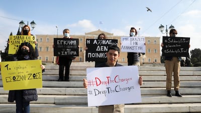 Sean Binder during a demonstration by Amnesty International activists in solidarity with the 24 aid workers facing charges over refugee rescues, which has been described as 'life-saving on trial'. Reuters
