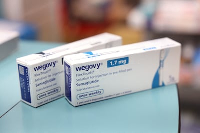Boxes of Wegovy, made by Novo Nordisk, which will soon be available in pill form in the US. Reuters