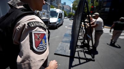 Strong security measures in front of the embassy of Saudi Arabia after the arrival of the Saudi Crown Prince. EPA