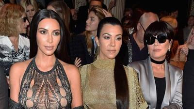 Kim Kardashian, Kourtney Kardashian and Kris Jenner attend the Balmain show as part of the Paris Fashion Week on September 29, 2016 in Paris, France. (Photo by Pascal Le Segretain/Getty Images)