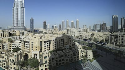 Rents in freehold areas such as Downtown Dubai, above, and International Media Production Zone, dropped by an average of 3 per cent. Sarah Dea / The National