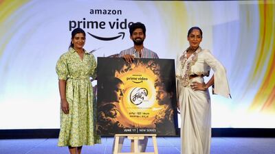 The cast of Amazon Prime Video's new Tamil thriller Aishwarya Rajesh, Kathir and Sriya Reddy. Photo: IIFA2022