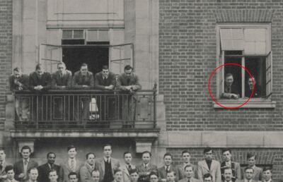 Arthur Watkins is pictured in the window. Photo: Cambridge University Library