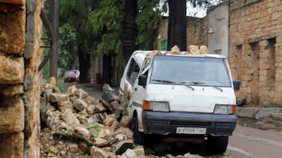 A damaged van in Shahat city. Reuters