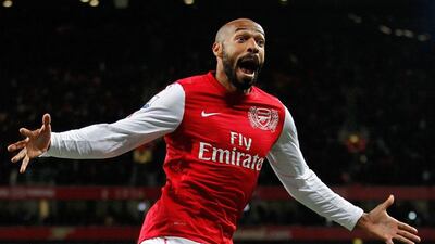 Thierry Henry played 258 league matches for Arsenal and scored 175 goals from 199-2007, with a brief loan spell in 2012. Ian Kington / AFP