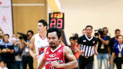 Manny Pacquiao’s basketball team, Mahindra Enforcer take on Alaska Aces at the Al Wasl Sports Club. Victor Besa for The National