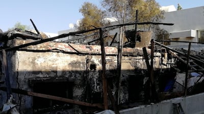 The house where a woman and her son died after a fire broke out on Monday night. Salam Al Amir / The National