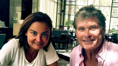 David Hasselhoff with Hande Unveren, PR Manager at Park Hyatt Abu Dhabi. Courtesy Park Hyatt Abu Dhabi