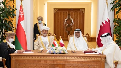 Sultan Haitham of Oman has been welcomed to Doha by Sheikh Tamim bin Hamad Al Thani, Emir of Qatar. Photo: @QNAEnglish
