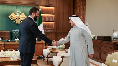 Syrian President Ahmad Al Shara with Emaar founder Mohamed Alabbar in Damascus earlier this month. Photo: Presidency of the Syrian Arab Republic