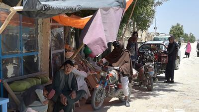Taliban fighters gather in the Andar district of Ghazni province. AFP