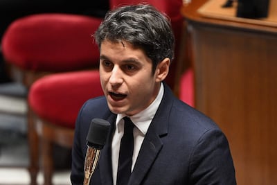French Education and Youth Minister Gabriel Attal speaks at the National Assembly in Paris on December 12, 2023. AFP