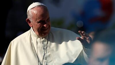 Pope Francis attends a meeting with WYD volunteers during the 2019 World Youth Day, in Panama City, Panama. EPA