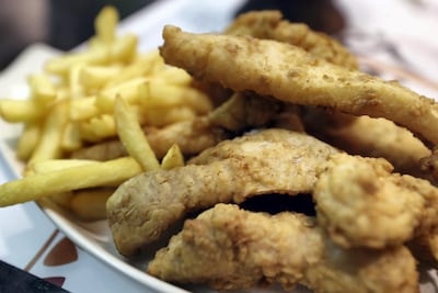 Sudanese-style fish and chips from Al Mufraka restaurant. Chris Whiteoak / The National