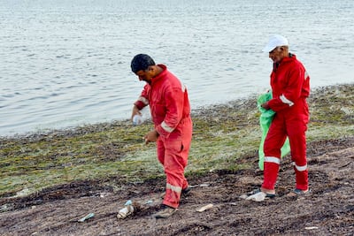 Informal waste collectors in Tunisia, known as barbeshas, on the Kerkennah Islands, 20km off the port city of Sfax. AFP