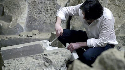 In 2018 Piers visited the Mosul Museum, in northern Iraq, where he saw the damage to the Museum collections caused by Islamic State, and he was given permission by Iraq’s Minister of Culture to mould the broken stone surfaces of destroyed sculptures, from the Assyrian Rooms. Courtesy Ashmolean, University of Oxford