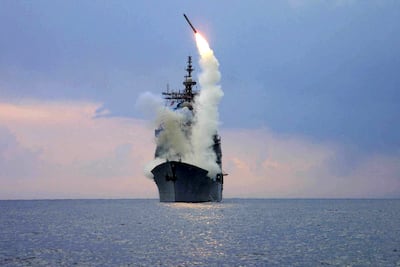 A Tomahawk missile is launched at sea. Reuters